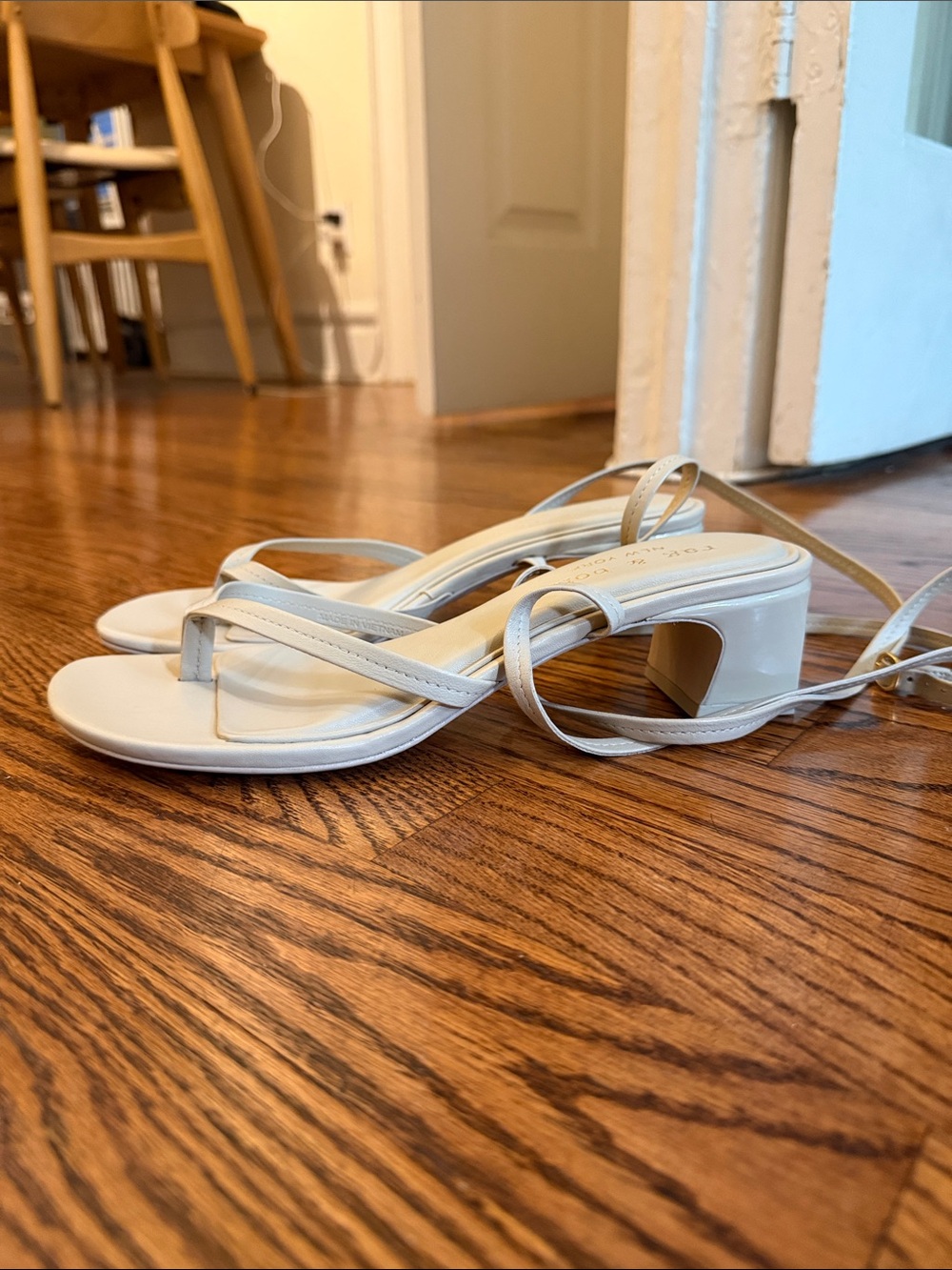 rag & bone Cream Strappy Low Block Heel Sandals